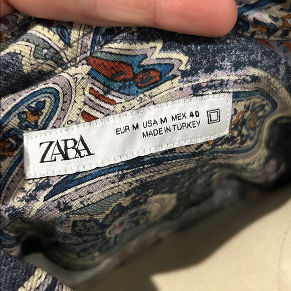 Zara Men's Paisley Blue and Orange Shirt - Picture 6 of 7